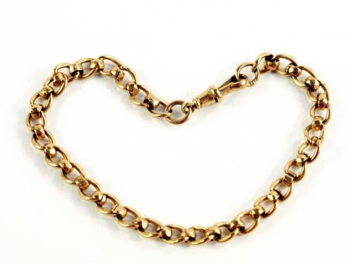 A 9ct rose gold curb and faceted circular link bracelet