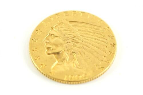 A United States Indian 2.5 dollar gold coin 1909