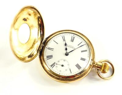 A gold plated gentleman's half hunter cased pocket watch