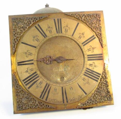 A late 18thC brass faced clock movement