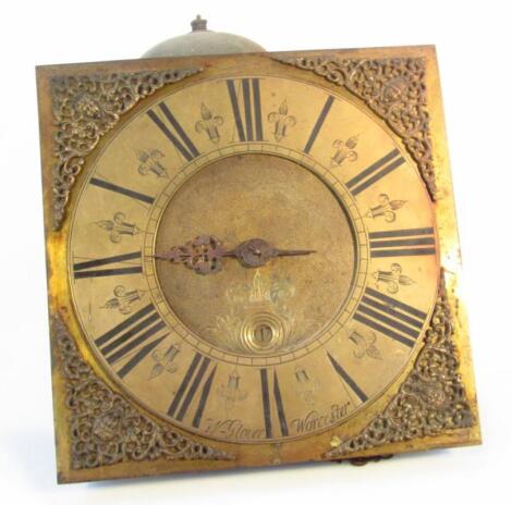 A late 18thC brass faced clock movement