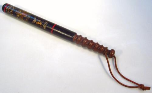 A Victorian painted turned wooden truncheon