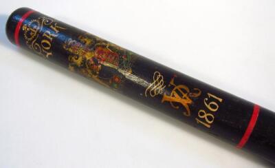 A Victorian painted turned wooden truncheon - 2