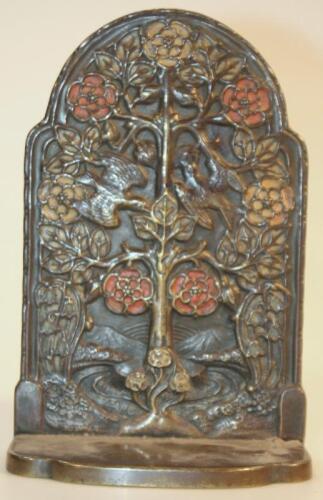 A late 19thC naturalistic Arts and Crafts metal bookend