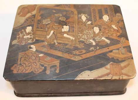 A 19thC Japanese black lacquer jewellery box