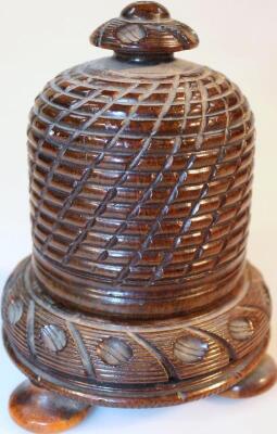 A 19thC polished hardwood beehive string box - 2