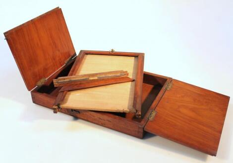 A late 19thC mahogany cased travelling artist's box