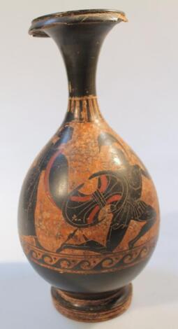 An antique Grecian attic black vase