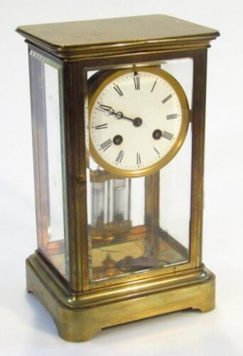 A late 19thC brass cased mantel clock