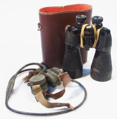 A pair of US Pattern pressed leather binoculars