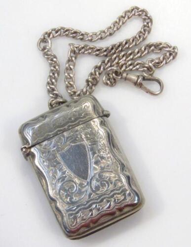 An Edwardian silver plated vesta case