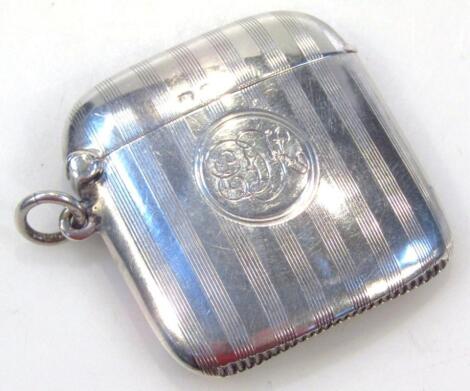 An Edwardian silver vesta case