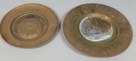 A late 19thC brass Newlyn style charger