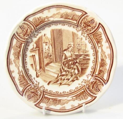 A mid-20thC Meakin Americana Style House brown transfer printed plate