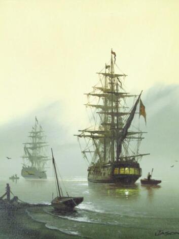 Jason (20thC School). Galleon on calm waters