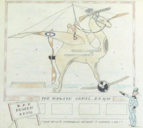 20thC School. Caricature The Sopwith Camel