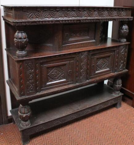 A principally 18thC oak court cupboard