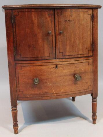 A George III mahogany bow front commode