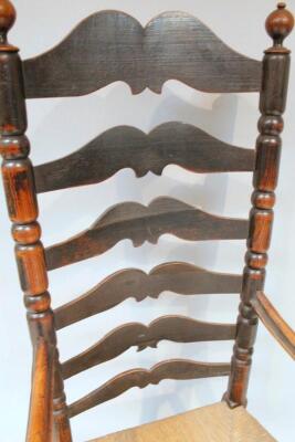 An early 19thC ash and elm country ladderback chair - 2