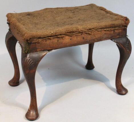 A George I walnut framed stool