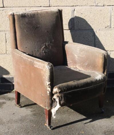 An Edwardian mahogany framed open armchair