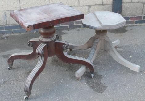 A 19thC mahogany table base and another