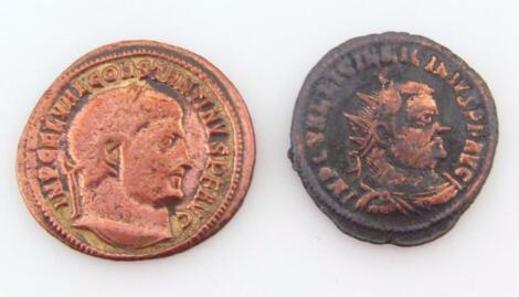 Two Constantine I bronze follis.