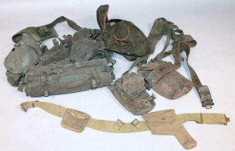 Various 20thC army material belts