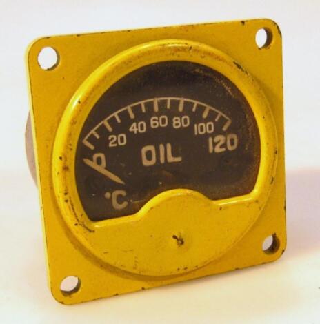 A mid-20thC AM aeroplane oil temperature gauge