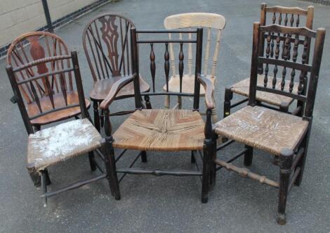 Various late 18th and early 19thC ash and elm country chairs