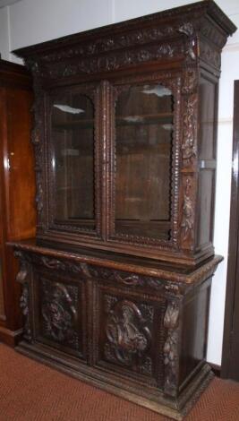 A 19thC Continental dark oak bookcase