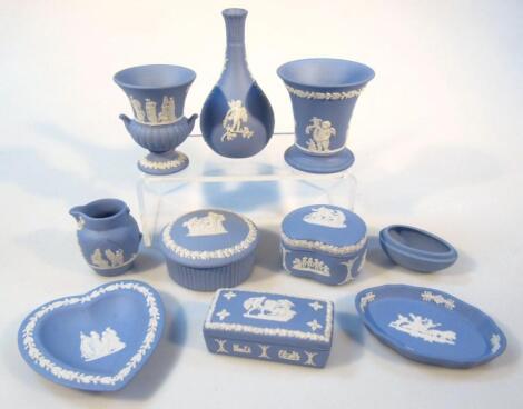 Various Wedgwood blue Jasperware