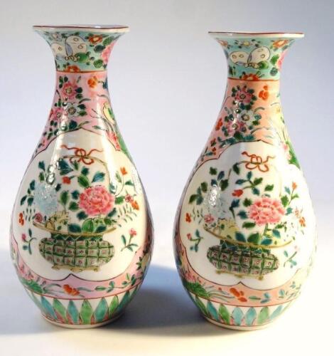 A pair of famille vert porcelain vases