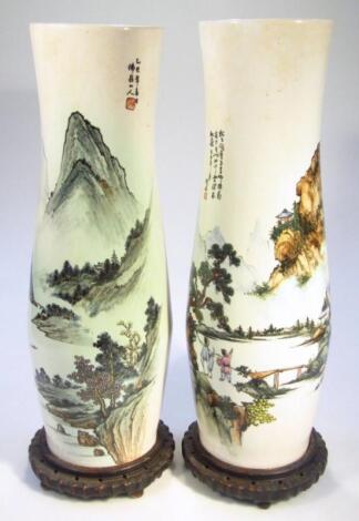 A pair of 20thC Taiwanese earthenware vases