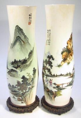 A pair of 20thC Taiwanese earthenware vases