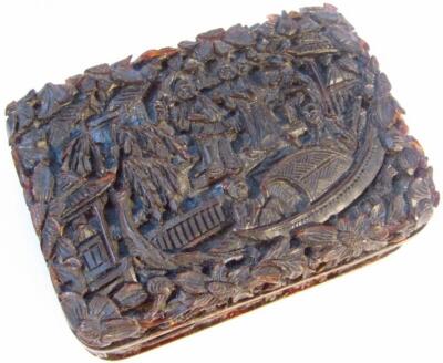 A heavily carved late 19thC Chinese snuff box - 2