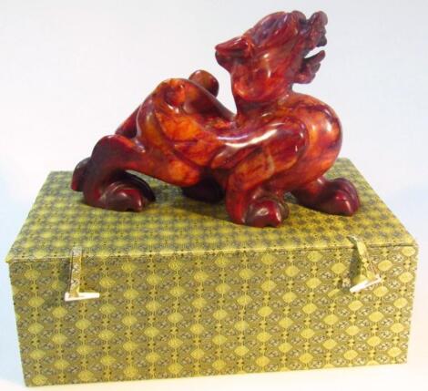 A 20thC Chinese polished soapstone style dog of fo