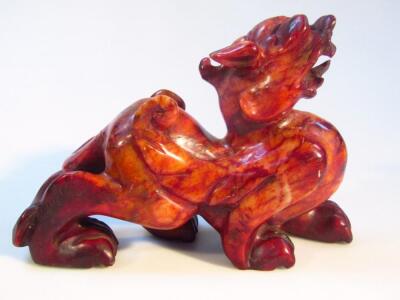 A 20thC Chinese polished soapstone style dog of fo - 2