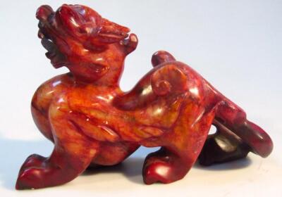 A 20thC Chinese polished soapstone style dog of fo - 4