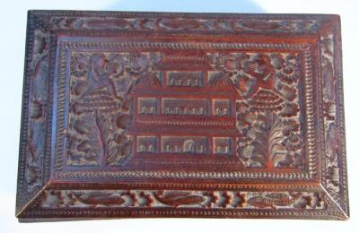 A late 19thC Indian carved stained sandalwood box - 2