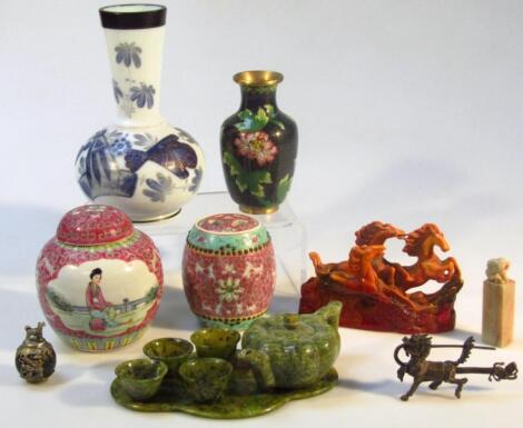 Various oriental ceramic soapstone