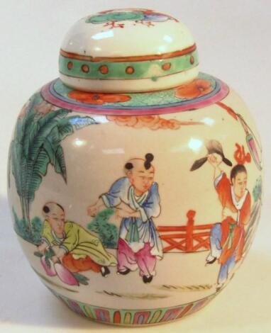 An early Chinese pottery ginger jar and cover