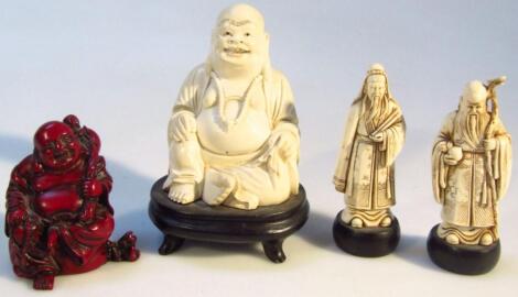 A 20thC ivory style resin figure of Buddha