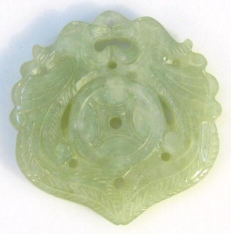 A 20thC Chinese jade medallion or buckle