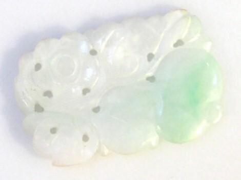 A 20thC two-coloured green and lighter jade pendant