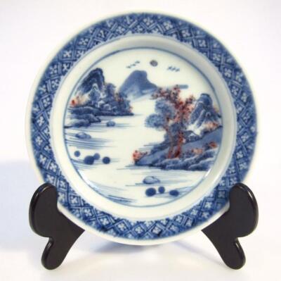 A Chinese blue and white porcelain saucer dish