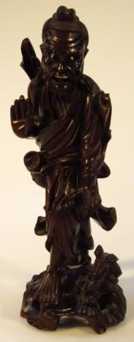 A Chinese late Qing period hardwood figure