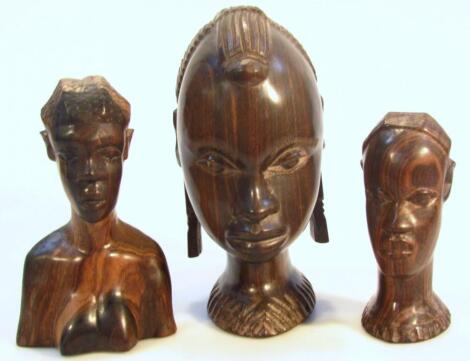 Various mid-20thC African tribal hardwood figureheads