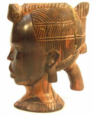 Three various mid-20thC African carved hardwood heads - 2