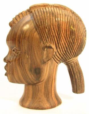 Three various mid-20thC African carved hardwood heads - 3